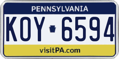 PA license plate KOY6594