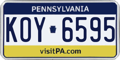 PA license plate KOY6595