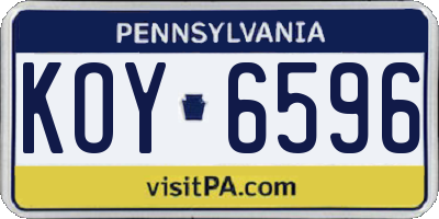 PA license plate KOY6596
