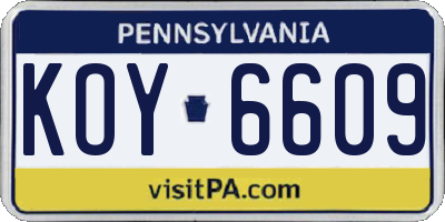 PA license plate KOY6609