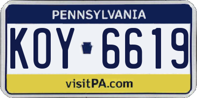 PA license plate KOY6619