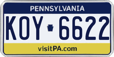 PA license plate KOY6622