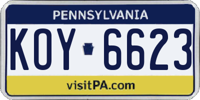 PA license plate KOY6623
