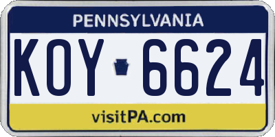 PA license plate KOY6624