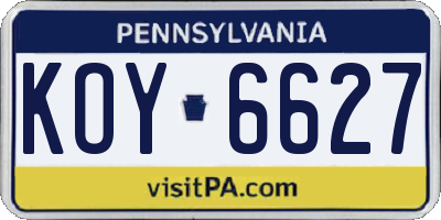 PA license plate KOY6627