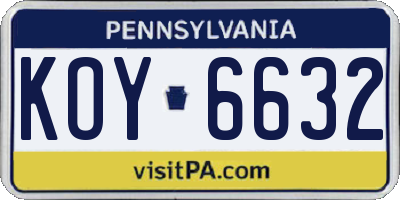 PA license plate KOY6632
