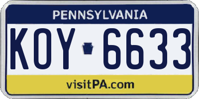 PA license plate KOY6633