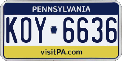 PA license plate KOY6636