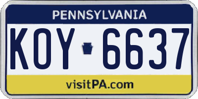 PA license plate KOY6637