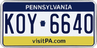 PA license plate KOY6640