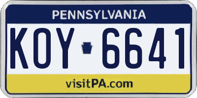 PA license plate KOY6641