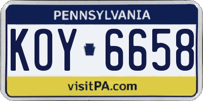 PA license plate KOY6658
