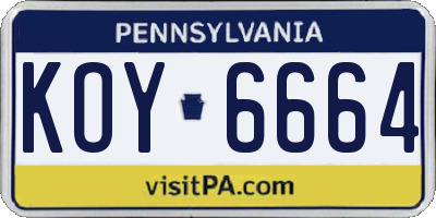 PA license plate KOY6664