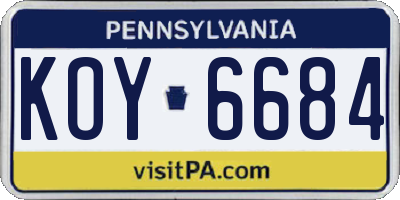 PA license plate KOY6684