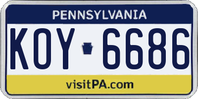 PA license plate KOY6686