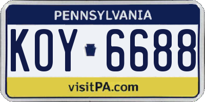 PA license plate KOY6688