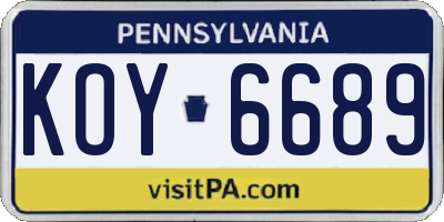 PA license plate KOY6689