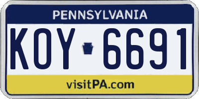 PA license plate KOY6691