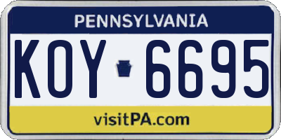 PA license plate KOY6695