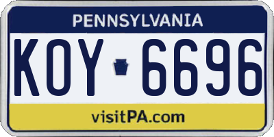 PA license plate KOY6696