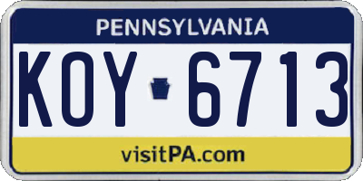 PA license plate KOY6713