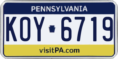 PA license plate KOY6719