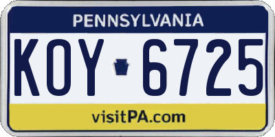 PA license plate KOY6725