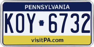 PA license plate KOY6732