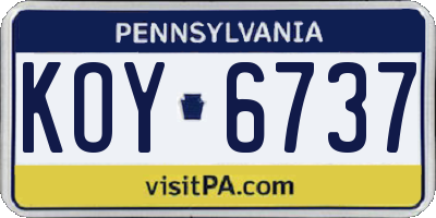 PA license plate KOY6737