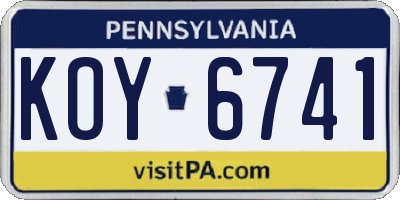 PA license plate KOY6741