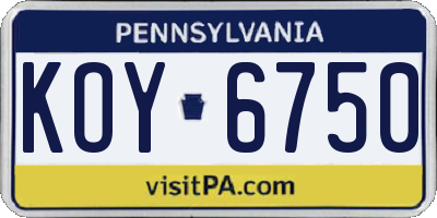 PA license plate KOY6750