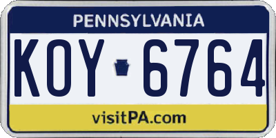PA license plate KOY6764