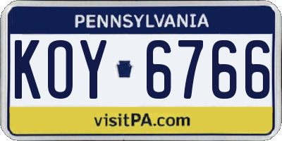 PA license plate KOY6766