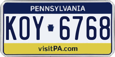 PA license plate KOY6768