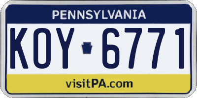 PA license plate KOY6771