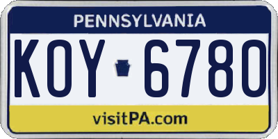 PA license plate KOY6780
