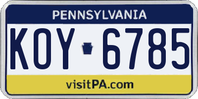 PA license plate KOY6785