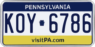 PA license plate KOY6786
