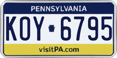 PA license plate KOY6795