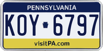 PA license plate KOY6797