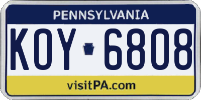 PA license plate KOY6808
