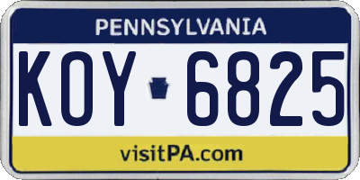 PA license plate KOY6825