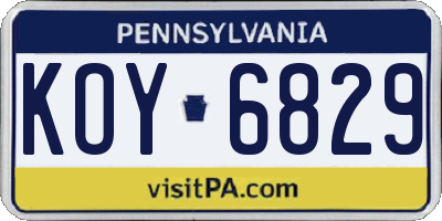PA license plate KOY6829