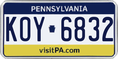 PA license plate KOY6832
