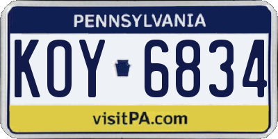 PA license plate KOY6834