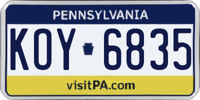 PA license plate KOY6835