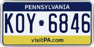 PA license plate KOY6846