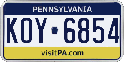 PA license plate KOY6854