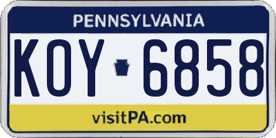 PA license plate KOY6858