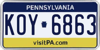 PA license plate KOY6863